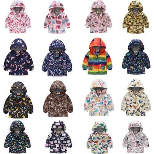 Spring Autumn New Childrens Jacket Cartoon Printed Jacket Boys Girls Fashion Zipper Coat