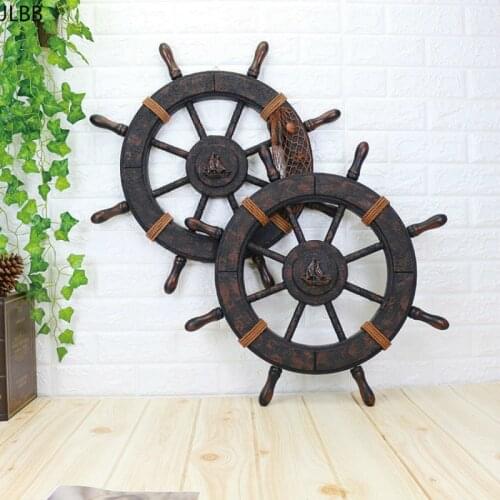 Mediterranean Ship Wooden rudder helm wall decorations Shipping steering wheel Creative Bar wooden decorations Photographic fig