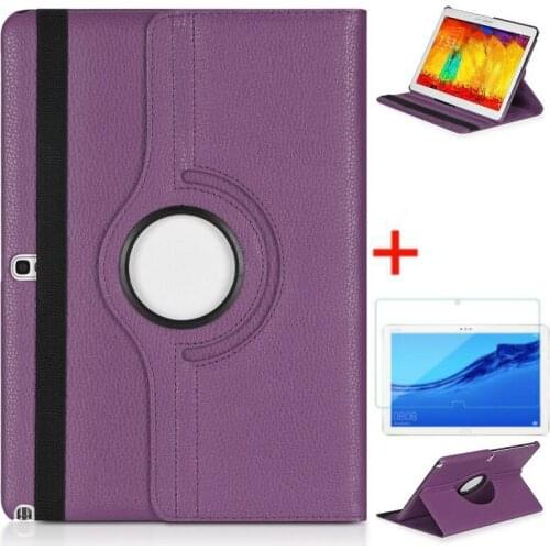 For Samsung Galaxy Note 2014 Edition 10.1 P605 P600 P601 Tab Pro SM-T520 T525 360 Rotating Folio Stand Leather Case with glass