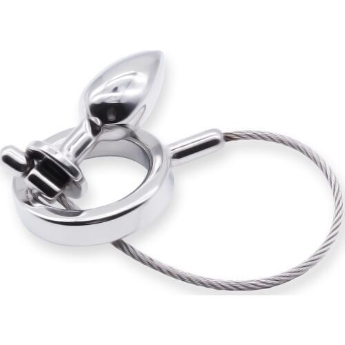 DOMI Slipable Men Penis Ring Dildo Toy Stainless Steel Butt Anal Plug