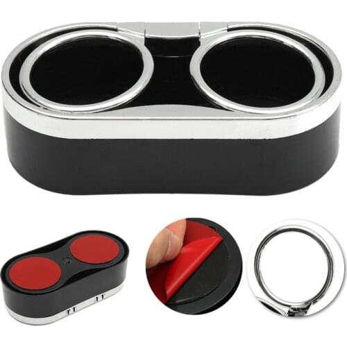 Dual Black + Top 2 Auto Mount Cup Car Truck Drink Rings Bottle Adhesive Holder Black uitable for drink diameter up to 5cm