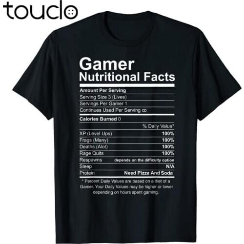 Gamer Nutritional Facts Cool Gamer Video Game Funny T-Shirt