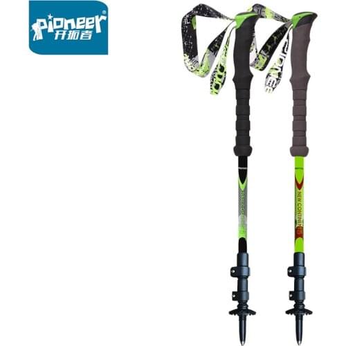 Pioneer Carbon Fiber Lightweight Trekking Pole with External Lock 3 Sections Foldable Portable Outdoor Hiking Sticks