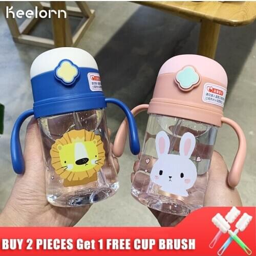 Keelorn 240ml Baby Tritan Milk Feeding Bottle Width Proof Milk Bottles gift Baby Drinking Water Straw Feeding Kids Water Bottle