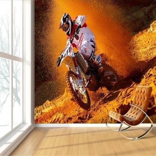 Milofi custom large 3D wallpaper mural off-road motorcycle desert background wall decoration painting living room bedroom wallpa