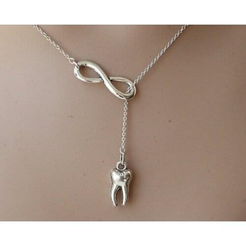 New Fashion Infinity Necklace Tooth Charm, Lovely Wisdom Teeth Pendant Necklace Stainless Steel Jewelry For Women Gift 2020