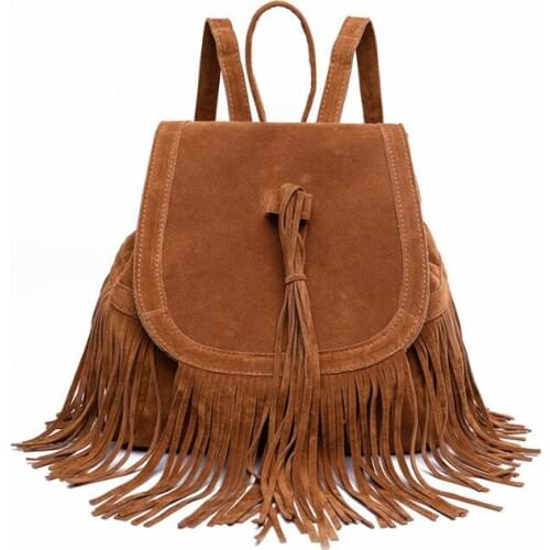 2021 New tassel womens backpack European and American shoulder bag fashion casual womens travel backpack Solid color
