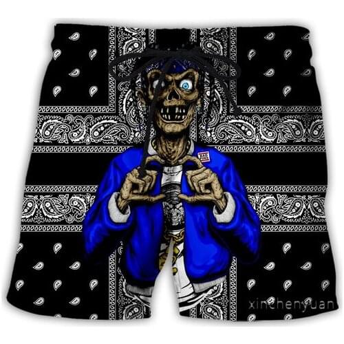 New 3D Printing Blood Gang Bandana Fashion Men Women Tracksuits Crewneck Hip Hop Shorts Plus size S-7XL