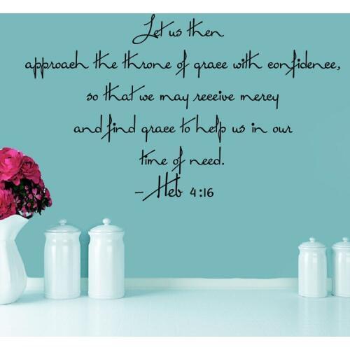 New Wall Decal Bible Verses Psalms Hebrews 4:16 Let Us Then Nontoxic PVC Kitchen Sticker Home Decor Pegatina Quadro Parede LA840