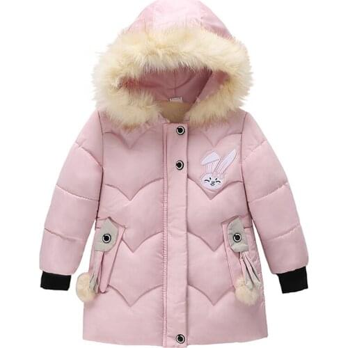 Autumn Winter Girl Coat Jackets New 2021 Fashion for Children Cartoon Hooded Thick Plush Warm Outerwear Clothes Kids Parkas 3-5Y