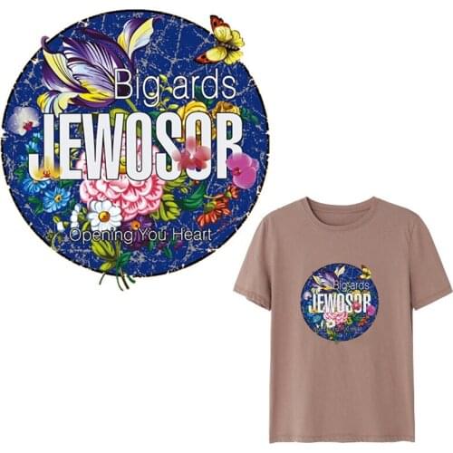 Flowers Iron on Patches for Clothing Decor Letter Heat Transfers on Clothes for T-shirts Stickers Applications
