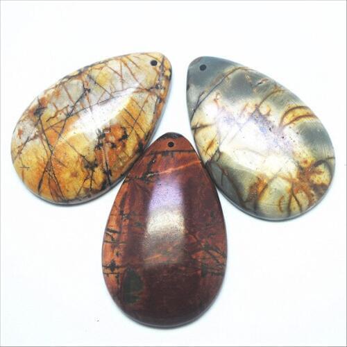 3pcs New Picaso Jasperr Stone Pendants Charms Natural Semi Precious Stone many choices Very Popular Jewelry Fittings