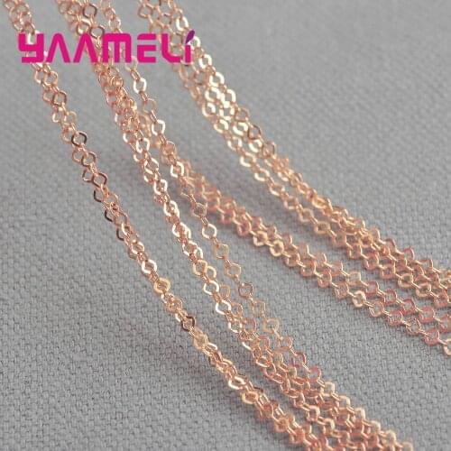 Promotion S925 Sterling Silver Fine Jewelry Top Quality 50pcs Chain Rose Gold/KC Gold Link Chains Necklace New Fashion Collar