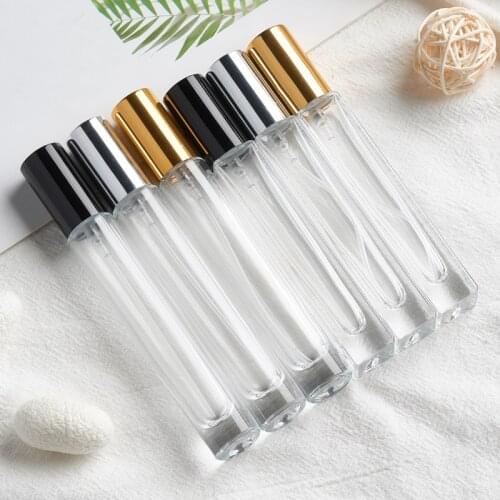 5pcs/lot handmade 10ml Transparent Glass Perfume Bottle Rechargeable Travel Bottle Glass Refillable Sprayer Bottle Empty