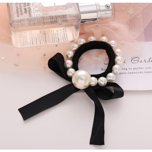 Simulated Pearl Elastic Hair Bands for Women Girls Hair Accessories Print Bowknot Stripe Fashion Scarf Hairbands Scrunchies