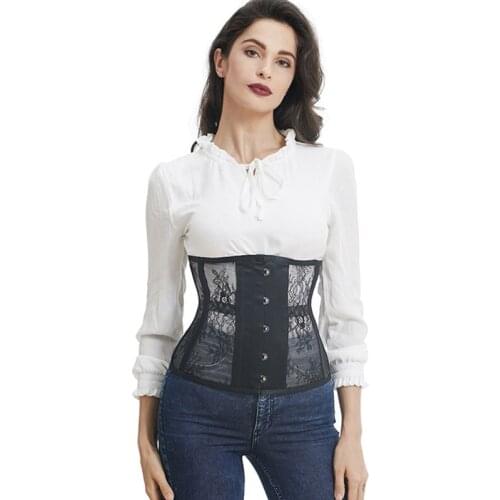 Sexy Black Lace Body Corset Steampunk Gothic Clothing Waist Trainer Slimming Corset Bodice Underbust Burlesque Corset top