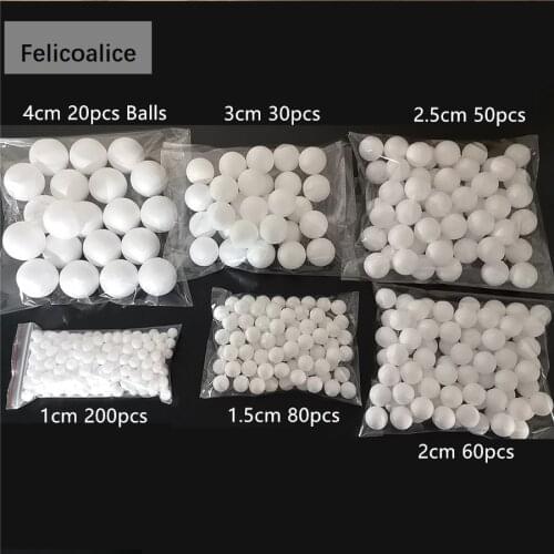200pcs 1-5cm Modelling Polystyrene Styrofoam Foam Round Balls Spheres Crafts DIY Party Wedding Ball Decoration Supplies
