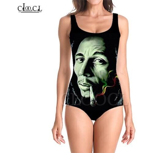 CLOOCL Singer Reggae Creator Bob Marley 3D Print One-piece Swimwear Women Swimming Bathing Suit Sleeveless Sexy Swimsuit