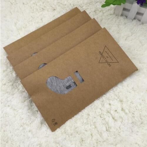11.8x22cm Brown Kraft Paper Garment Clothing Socks Stocking Storage Bag Box Retail Packaging 2 Type SN405