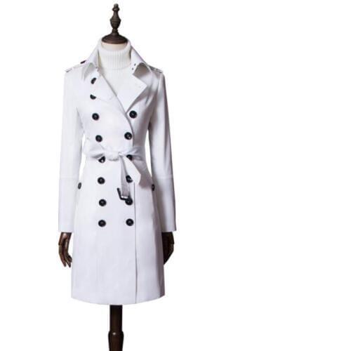 Spring ladies trench coat women long sleeves coats womens casaco feminino double-breasted overcoat woman jaqueta feminina white