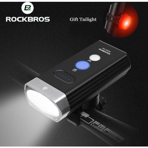 ROCKBROS Cycling Waterproof Light Front Light Headlight USB Rechargeable Lamp Flashlight Separate Switch Far 1800Lm Near Light