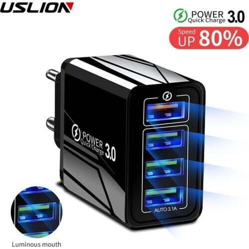 USLION 48W USB Charger Quick Charger 3.0 Fast Charging For iphone Samsung EU US Plug Tablet Wall Mobile Phone Charger Adapter