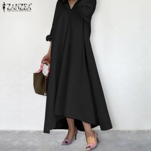 Office Lady Sundress ZANZEA Spring Elegant Women Long Sleeve Solid Long Shirt Dress Fashion Casual Vestidos Kaftan Femme Robe