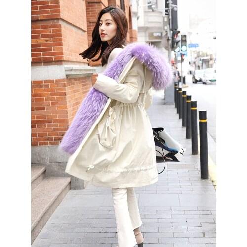 Real Coat Female Natural Raccoon Fur Collar Down Woman Hooded Winter Jacket Women Korean Long Jackets MY3927