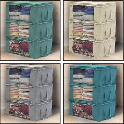 1pcs Non-Woven Fabric Quilt Blanket Travel Clothes Storage Bag Box Organizer Space Saver Home Portable Large Capacity