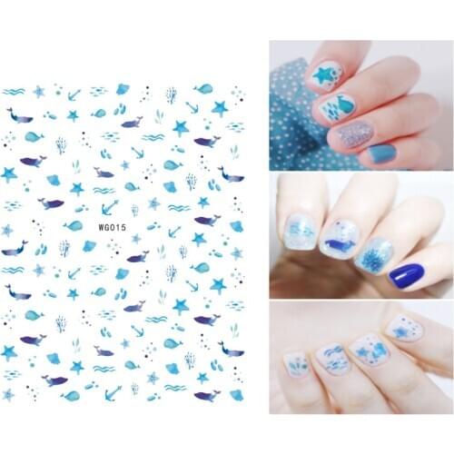 10PCS Mermaid Shell Nail Art Sticker Summer Seahorse Starfish Nail Art Decoration Applique Repair Accessories Cartoon