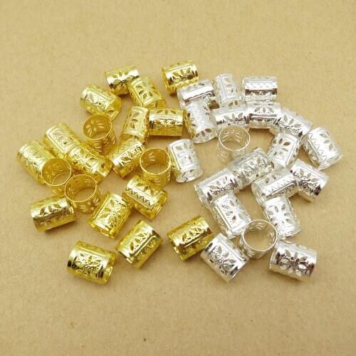 200pcs/Pack mirco small Golden/Silver adjustable hair braid dread dreadlock beads cuffs clips Rings Bead for hair Accessories