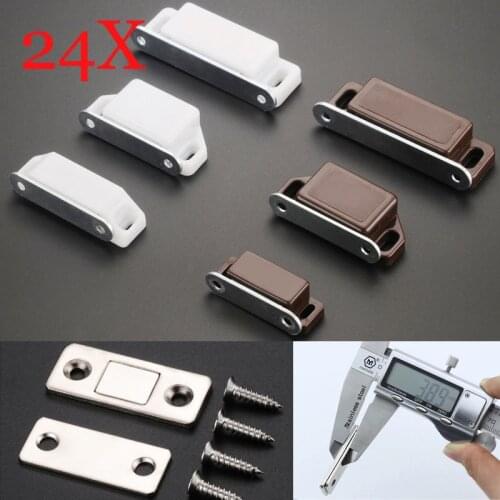 24 /12 Pieces Cabinet Catches Door Closer Strong Magnetic Latch Magnet Suction Bar Silence Non-flapping DIY Cupboard Wardrobe