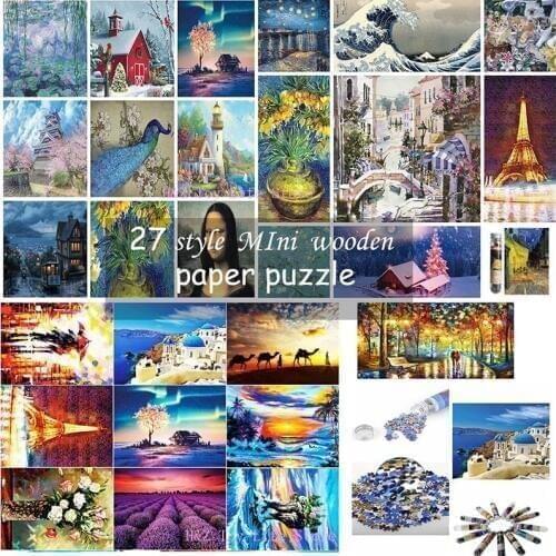 27 Type 150 Pcs/Set Mini Tubes Jigsaw Wooden Paper Forest Deer Puzzle Adult Creative Toy Christmas Gift For Children