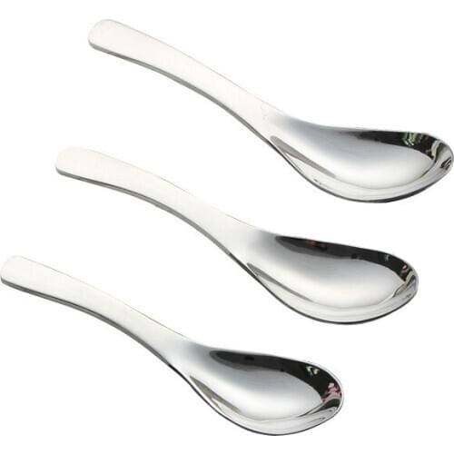 3pcs 304 Stainless Steel Spoons Deepen and Thicken Palace Chinese Spoon Childrens Spoon Soup Spoon Sinan Spoon Family Tableware