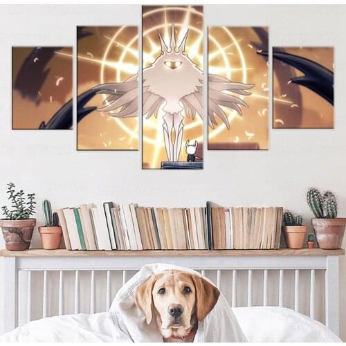 5pcs Hollow Knight Glowing Eyes Game Poster Artwork Canvas Wall Art Painting for Living Room Wall Decor frame