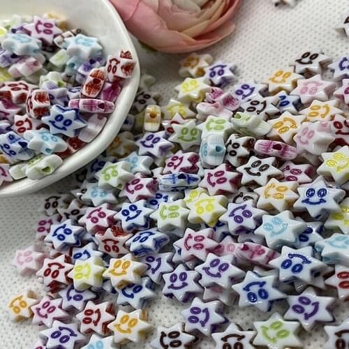 DIY Smiley Face Acrylic Beads, Bracelets, Necklaces, Pendant Accessories 8mm-50pcs