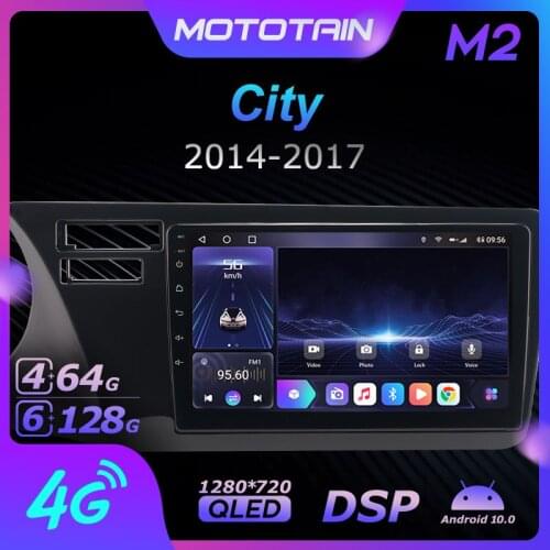 Mototain 6G+128G Android 10.0 Car Radio GPS for Honda City 2014-2017 GPS Navi Seteo System with 4G LTE DSP SPDIF BT 5.0 1280*720