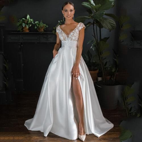 BLUEATOM Satin Wedding Dresses