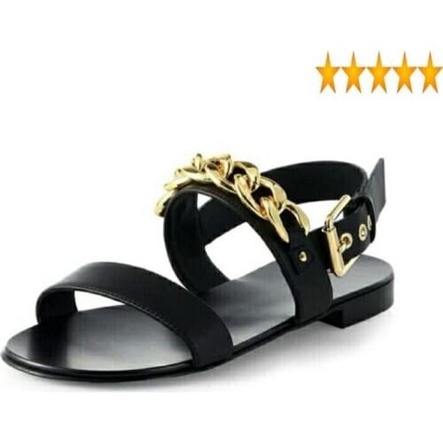 Chain Vintage Mens Gladiator Designer Cow Leather Casual Male Outside Flats Roma Shoes Summer Beach Sandals