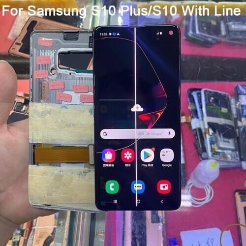 Color Line S10 Display For Samsung Galaxy S10 Plus LCD With Frame Original SM-G975F/DS G975F G973A G973F LCD Touch Screen Parts