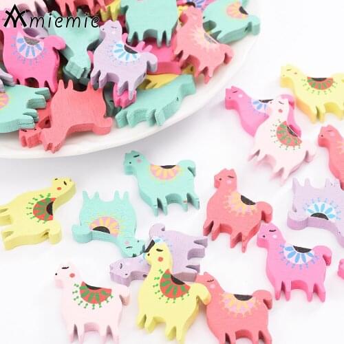 30Pcs/Lot 21x27mm Alpaca Beads Mixed Color Wood Spacer Wooden Beads For Diy Jewelry Making Kids Pacifier Chain Accessories