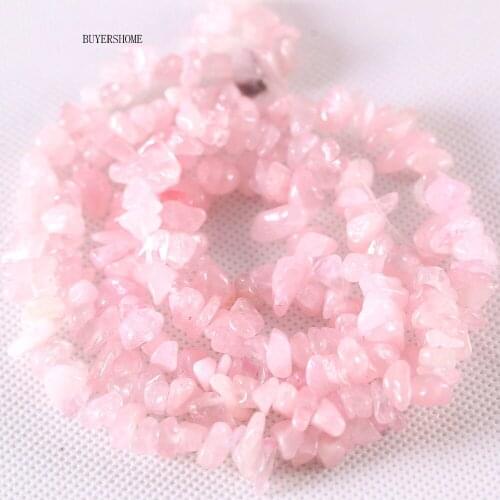 BUYERSHOME DIY Bracelet Necklace Jewelry Accessories Making 5-8MM Natural Stone Pink Crystal Chip loose Beads 35inches S012