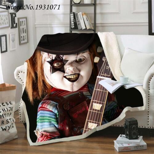 American Horror Movie 3D Printed Fleece Blanket for Beds Thick Quilt Fashion Bedspread Sherpa Throw Blanket Adults Kids 08