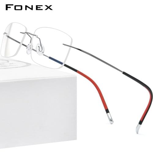 FONEX Rimless Titanium Glasses Men 2021 New Frameless Prescription Eyeglasses Frame Women Myopia Optical Eyewear 9203