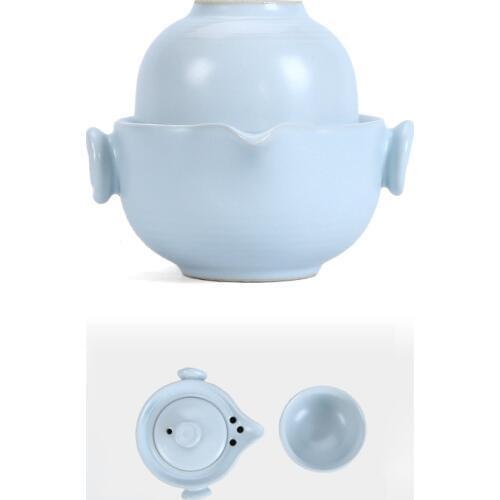 Ceramic portable travel Tea set Include 1 Pot 1 Cup, fast passenger cup gaiwan,Beautiful and easy teapot kettle,kung fu teaset