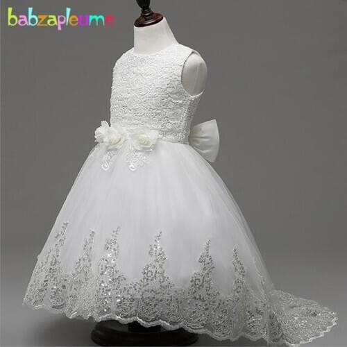 Summer Kids Girls Birthday Evening Party Dresses Baby Flower Tutu Wedding Dress Princess Costume Children Clothing 4-10T BC1435