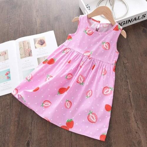 Baby Girls Summer Casual Dresses New Fashion Kids Flower Clothes Princess Costumes Kids Baby Cute Pattern Vestidos For 2-7 Years