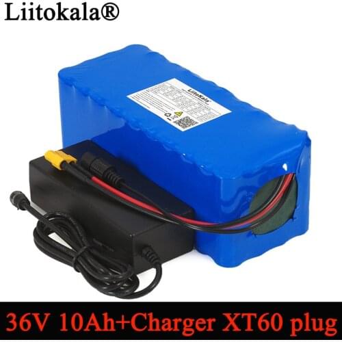 Liitokala 36V 10000mAh 500W High Capacity 18650 Lithium Battery Balance car Motorcycle Electric Car Bicycle Scooter + 2A Charger