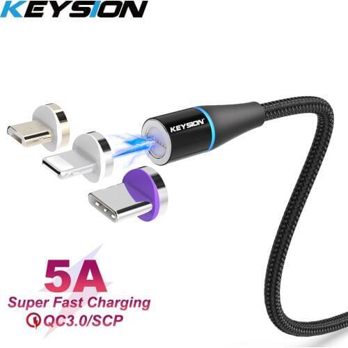 KEYSION 5A Magnetic Cable For iPhone Type C Magnet Charger Data Charging Charge Micro USB C Cable For Huawei Xiaomi Phone Cable