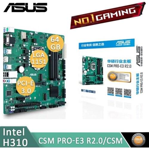 LGA 1151 Asus CSM PRO-E3 R2.0 Motherboard DDR4 64GB PCI-E 3.0 M.2 D-Sub Support 8th/9th-Gen i7 i5 i3 Intel B365 Placa-Mãe 1151